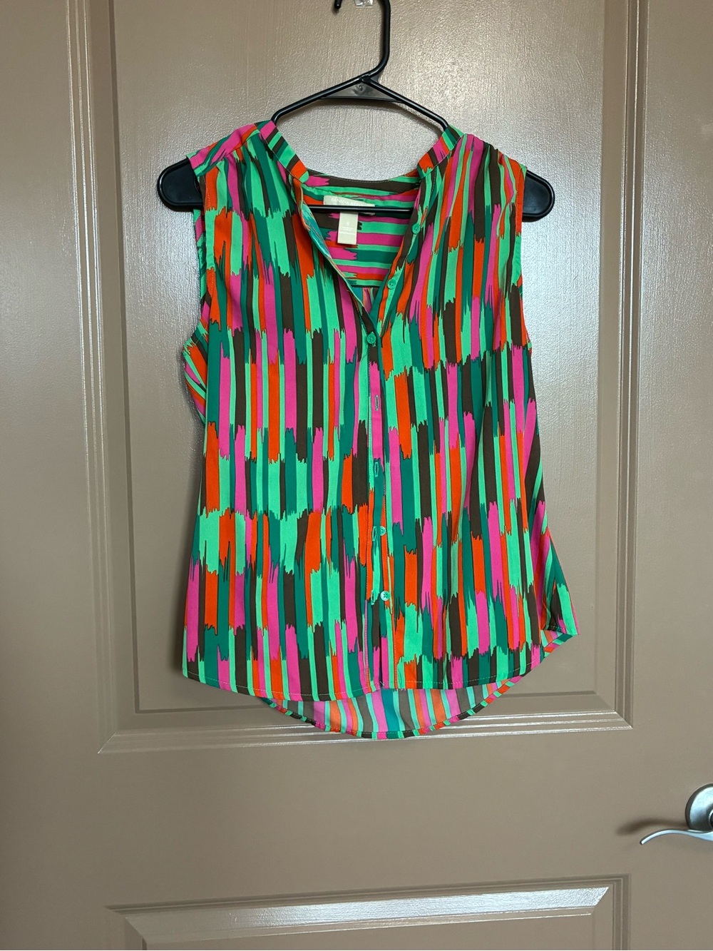 Banana Republic Sleeveless Brushstroke Print Blouse